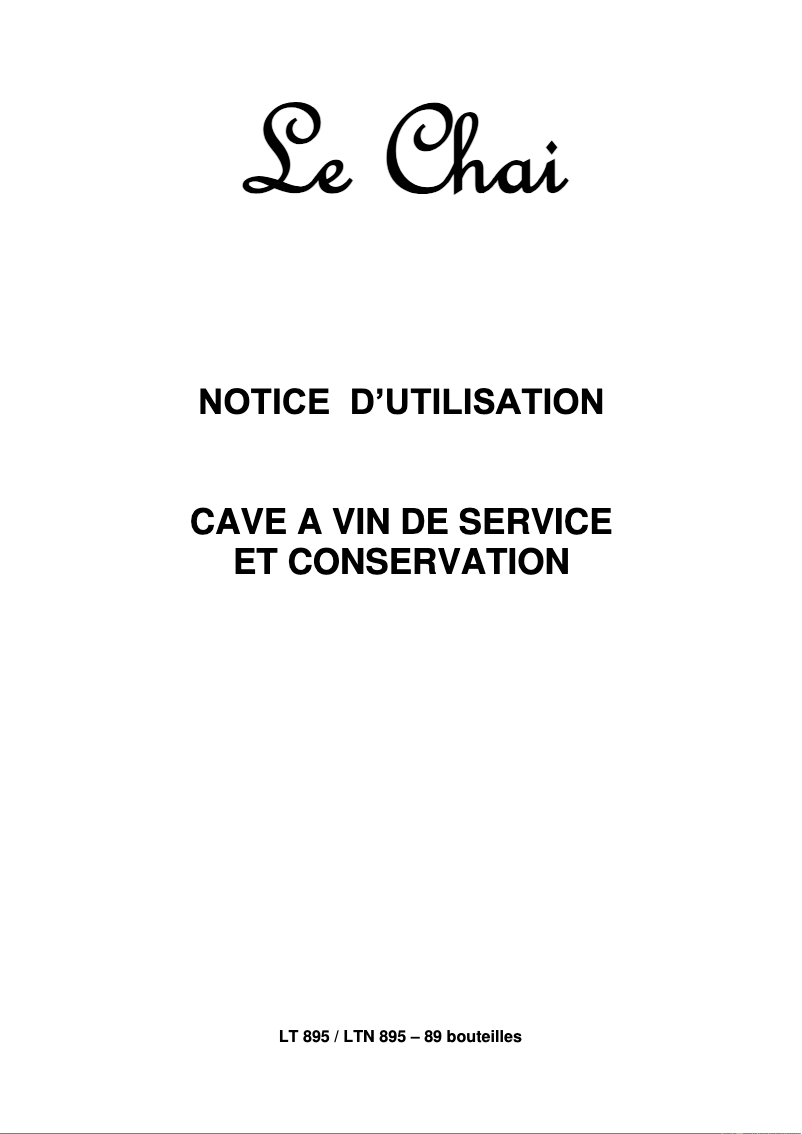 Page 1 of the manual User Manual Le Chai LTN895