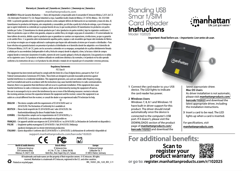 Page 1 of the manual User Manual Manhattan 102025