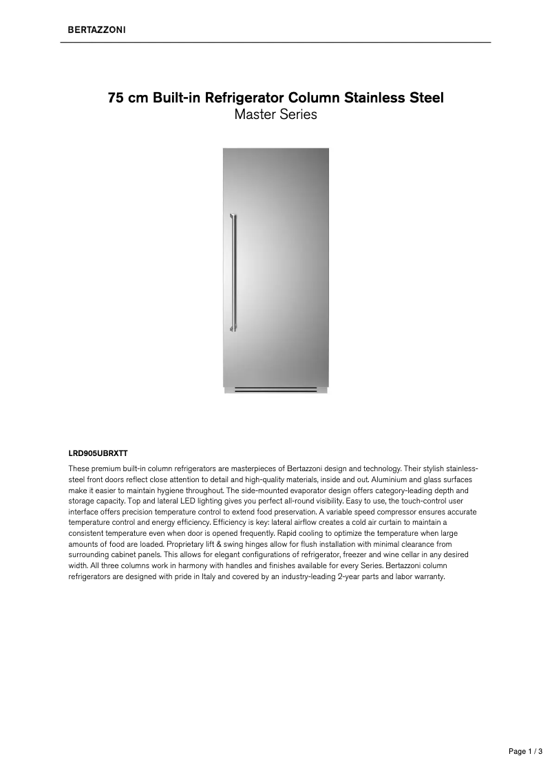 First page image of the manual for LRD905UBRXTT