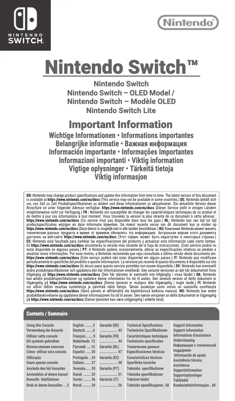 Image de la première page du manuel de l'appareil Switch