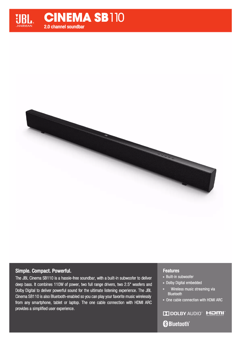 First page image of the manual for Cinema SB110