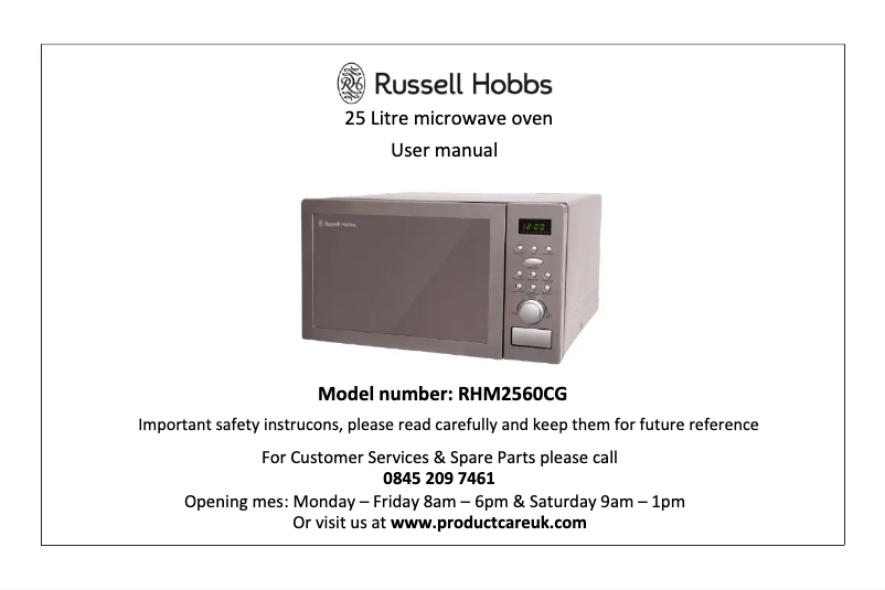 Page 1 of the manual User Manual Russell Hobbs RHM2560CG