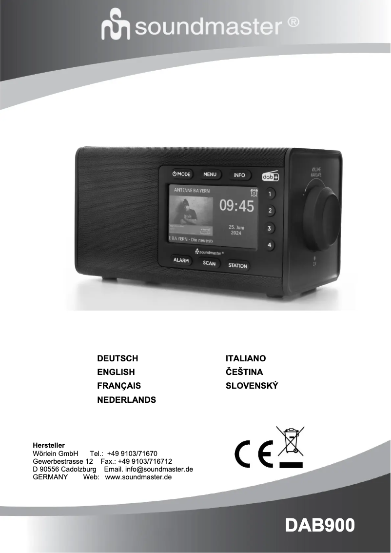 Page 1 of the manual User Manual Soundmaster DAB900