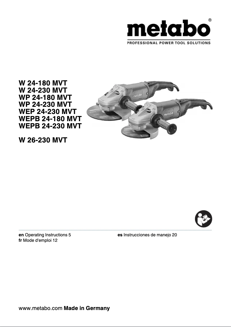 First page image of the manual for WEPB 24-180 MVT