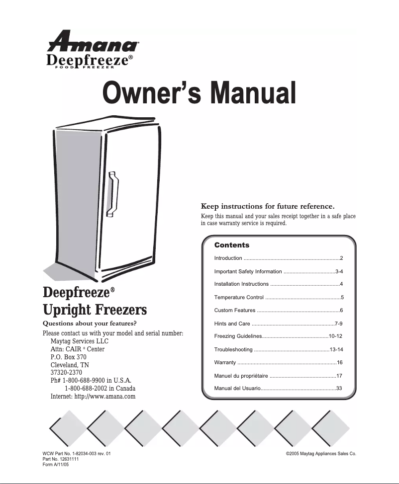 Page 1 of the manual User Manual Amana AQC1526AEW