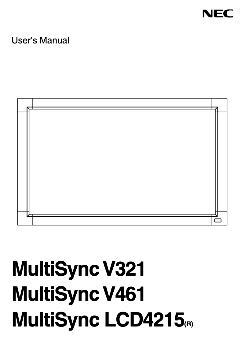First page image of the manual for MultiSync LCD4215