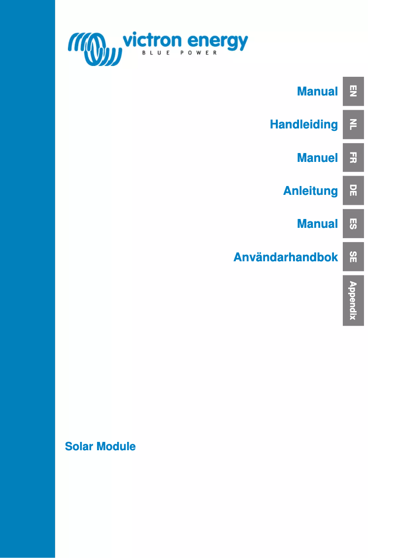 First page image of the manual for BlueSolar