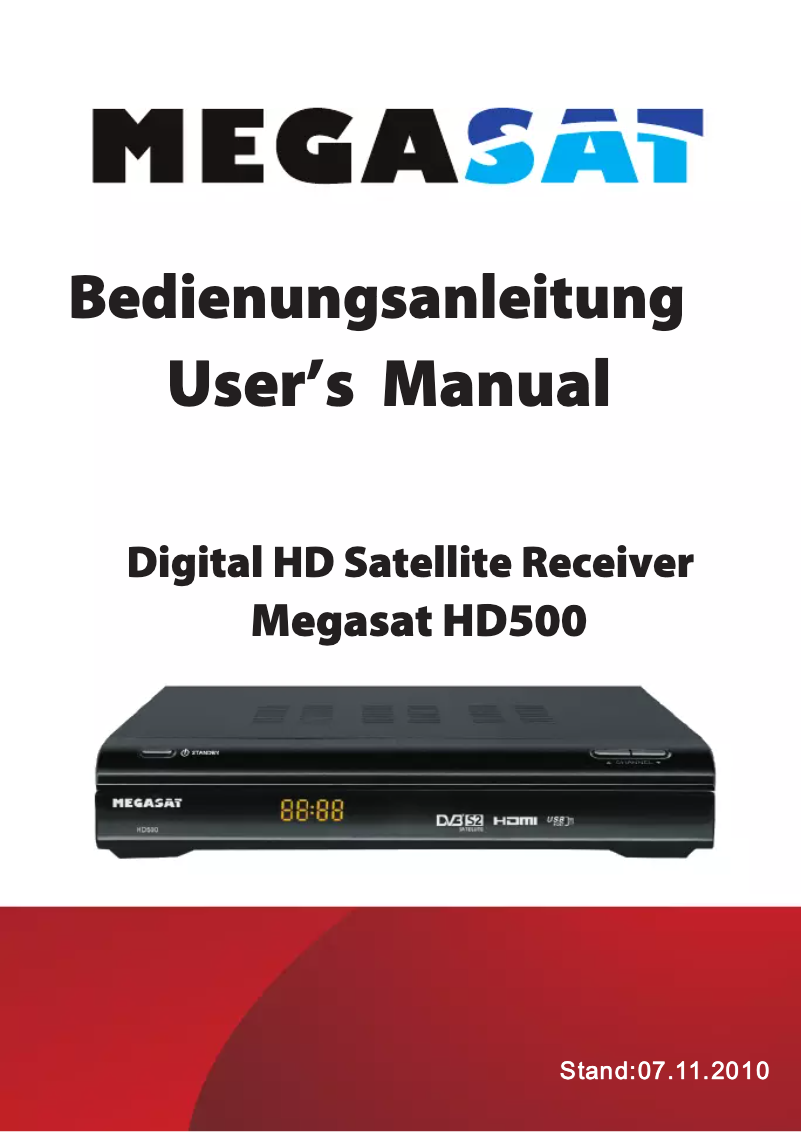 Page 1 of the manual User Manual Megasat HD 550 CI