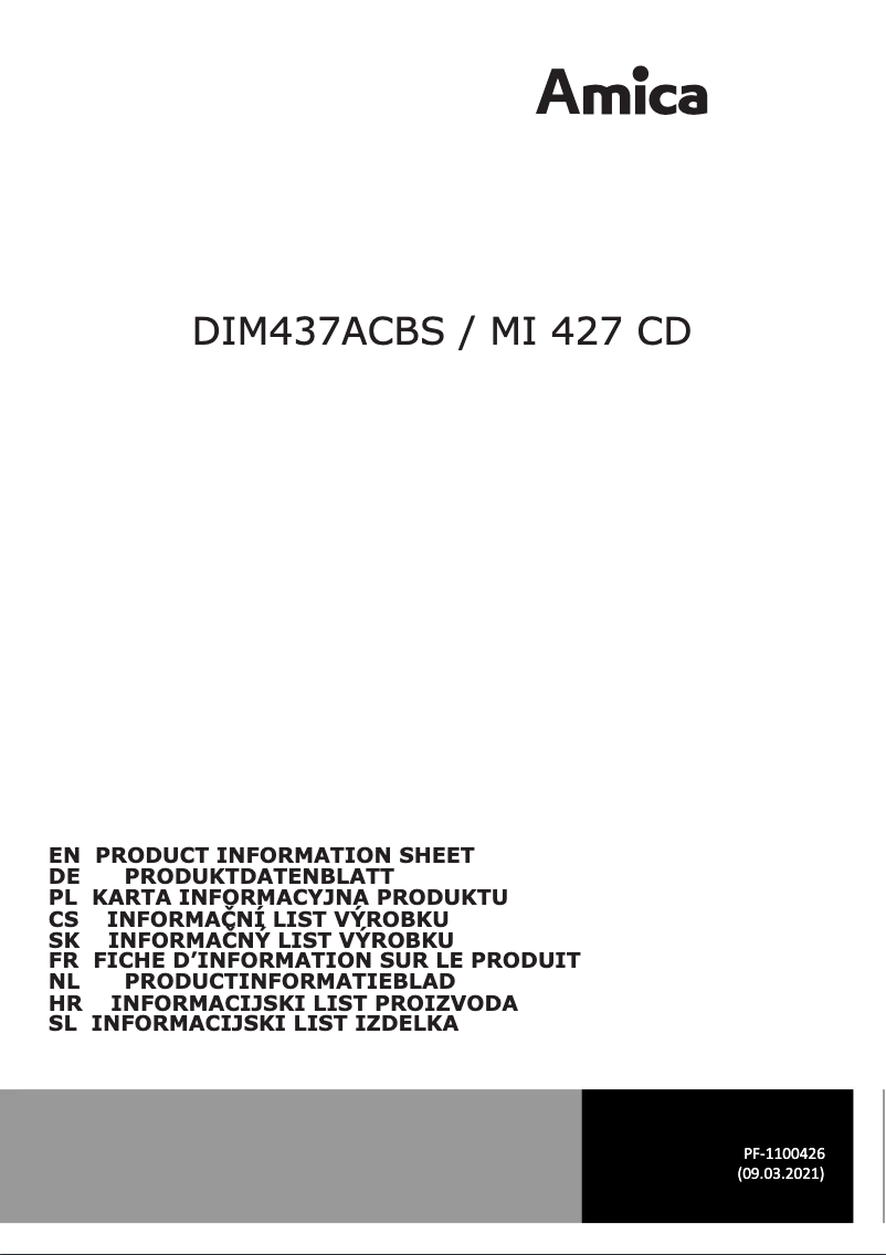 First page image of the manual for DIM437ACBS