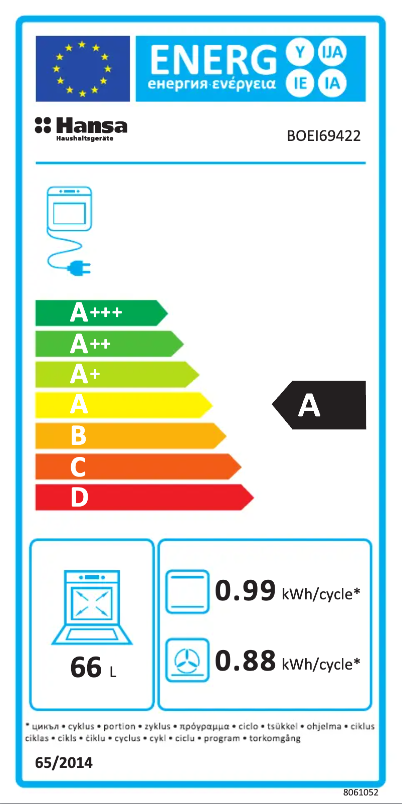 Page 1 of the manual User Manual Hansa BOEI69422