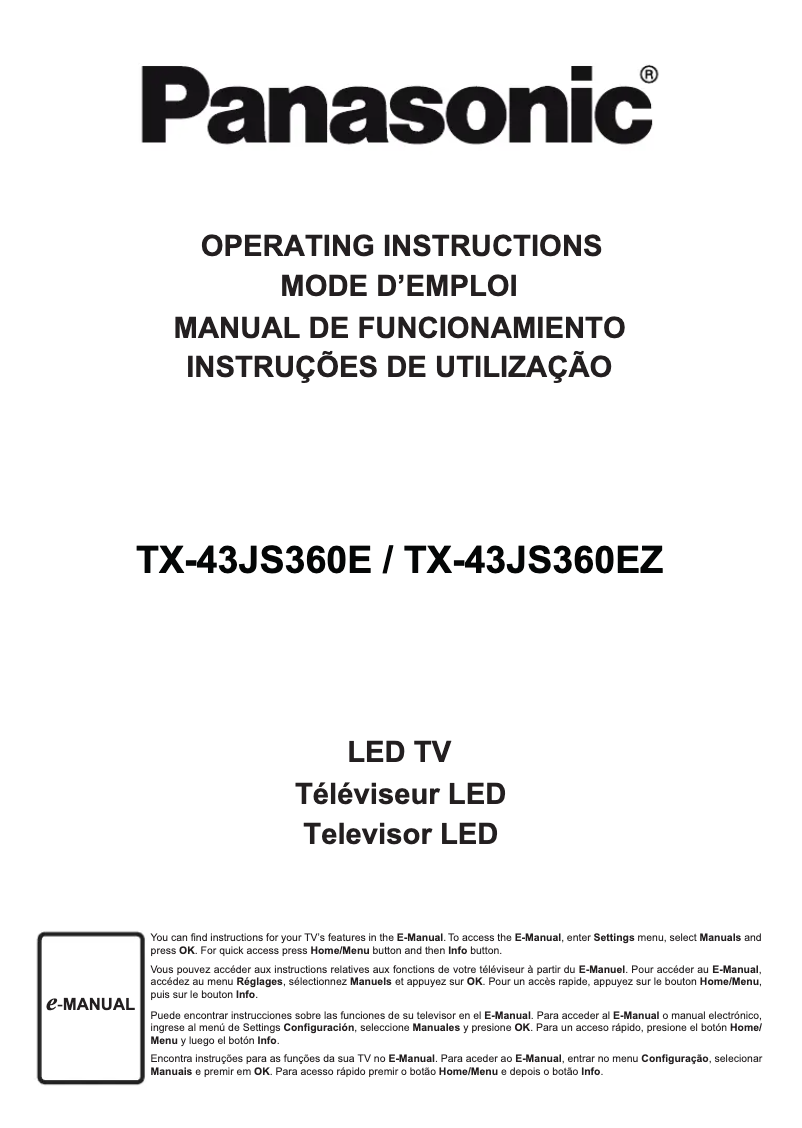 First page image of the manual for TX-43JS360E