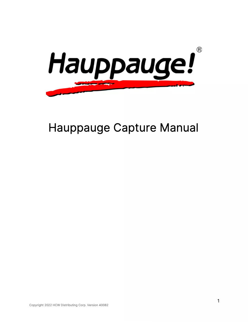 Page 1 of the manual User Manual Hauppauge HD PVR Rocket