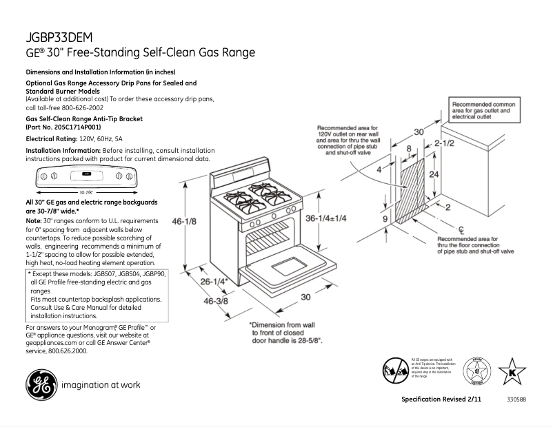 First page image of the manual for JGBP33DEMBB