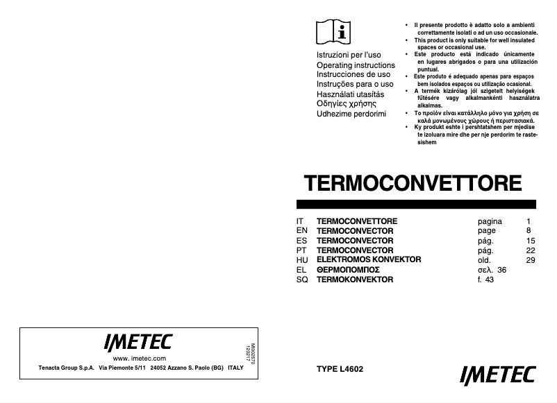 Page 1 of the manual User Manual Imetec ECO RAPID TH1 100