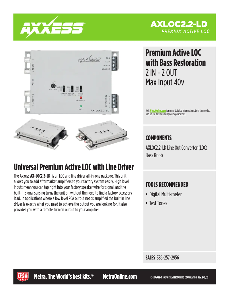 First page image of the manual for AX-LOC2.2-LD