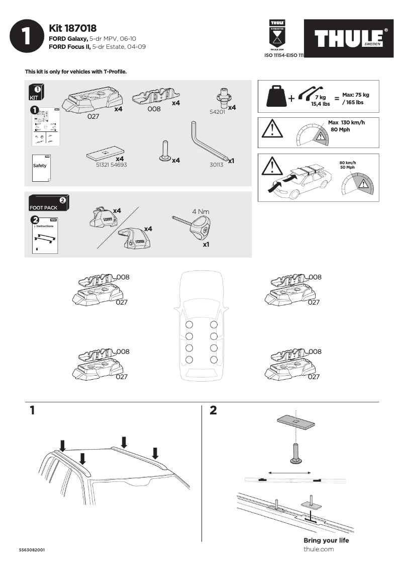 Page 1 of the manual User Manual Thule Kit 187018