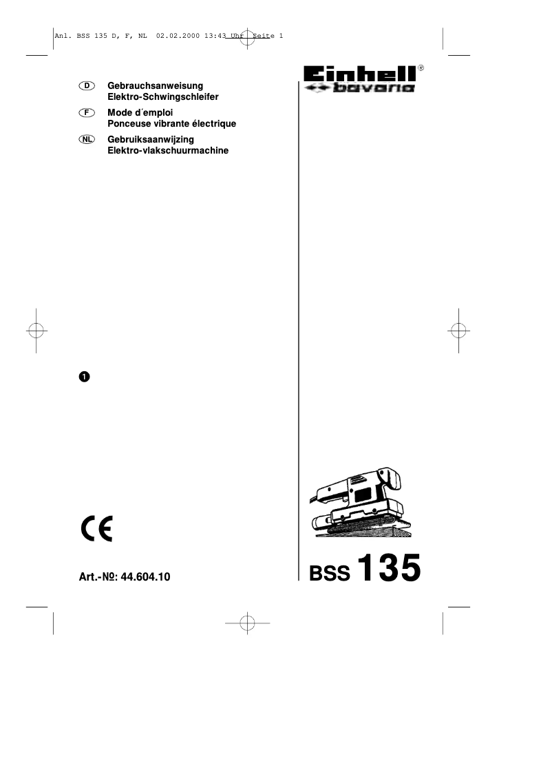 First page image of the manual for Bavaria BSS 135