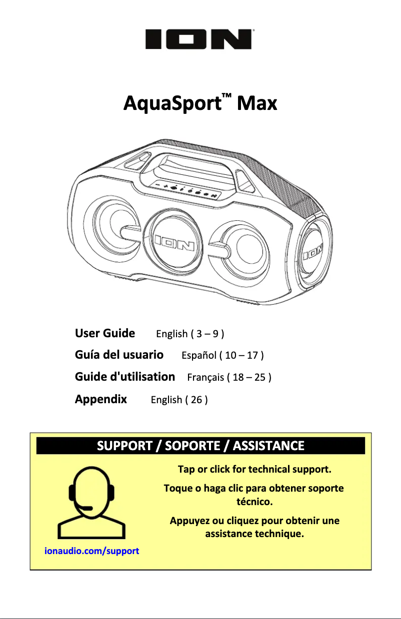 First page image of the manual for AquaSport Max