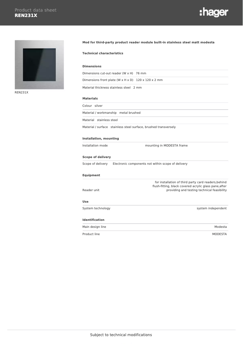 First page image of the manual for REN231X