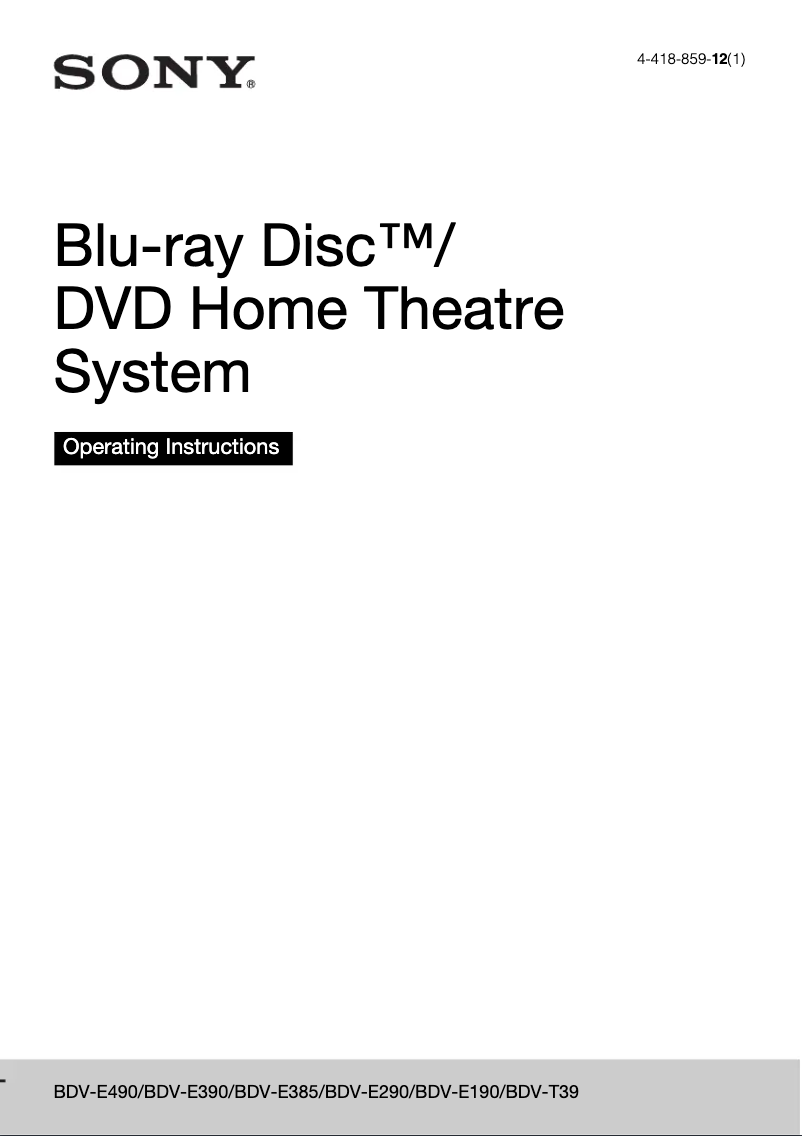First page image of the manual for BDV-E390