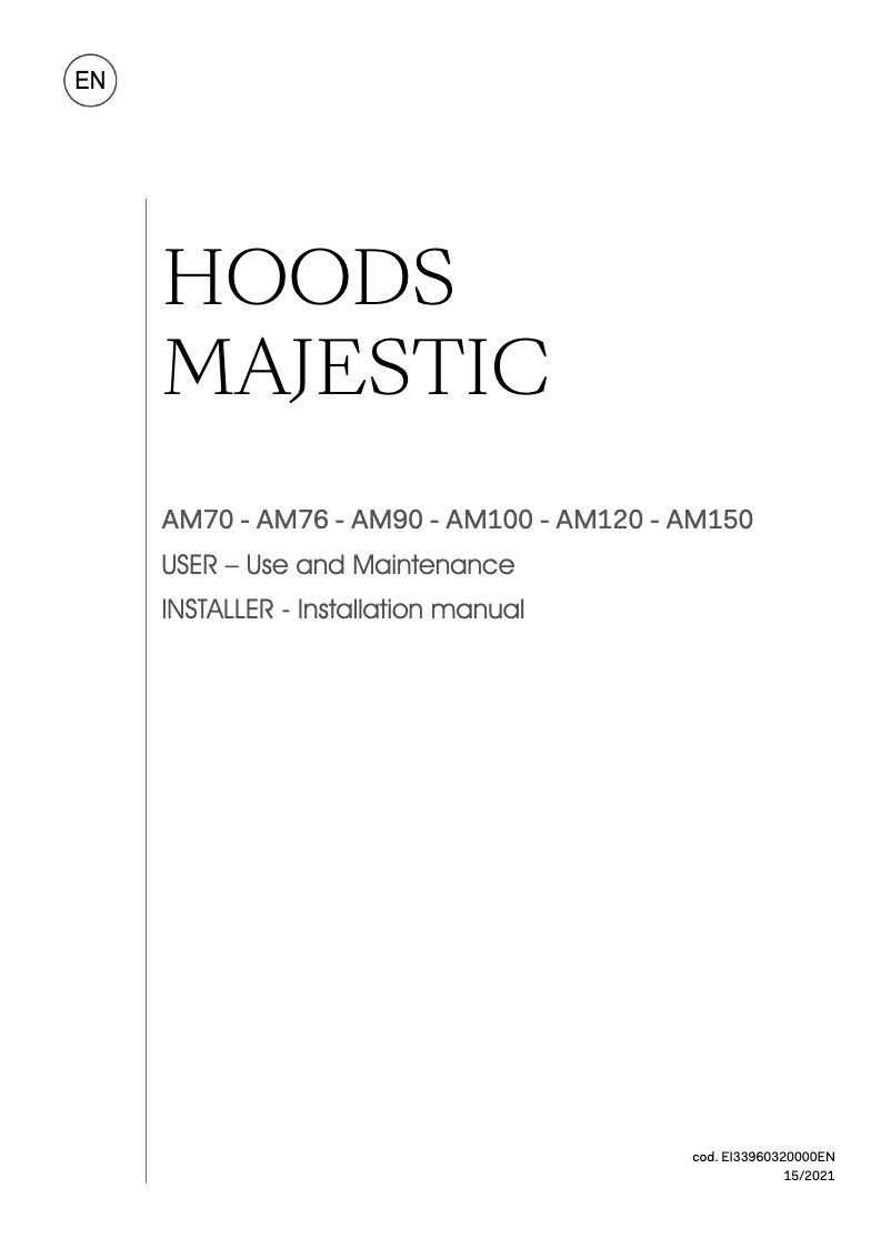 Page 1 of the manual User Manual Ilve AM100