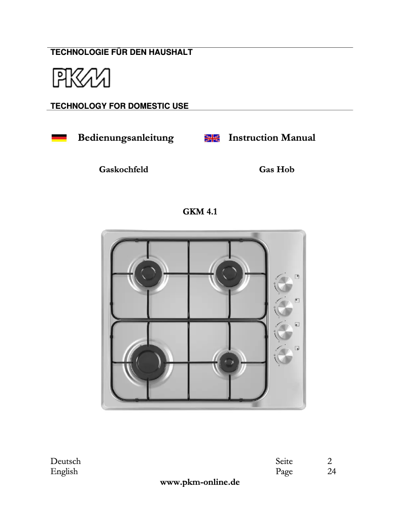 Page 1 of the manual User Manual PKM GKM4.1
