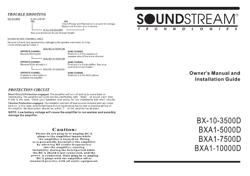 Page 1 of the manual User Manual Soundstream BXA4-1800