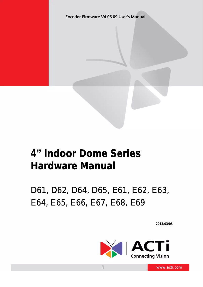 Page 1 of the manual User Manual ACTi E64