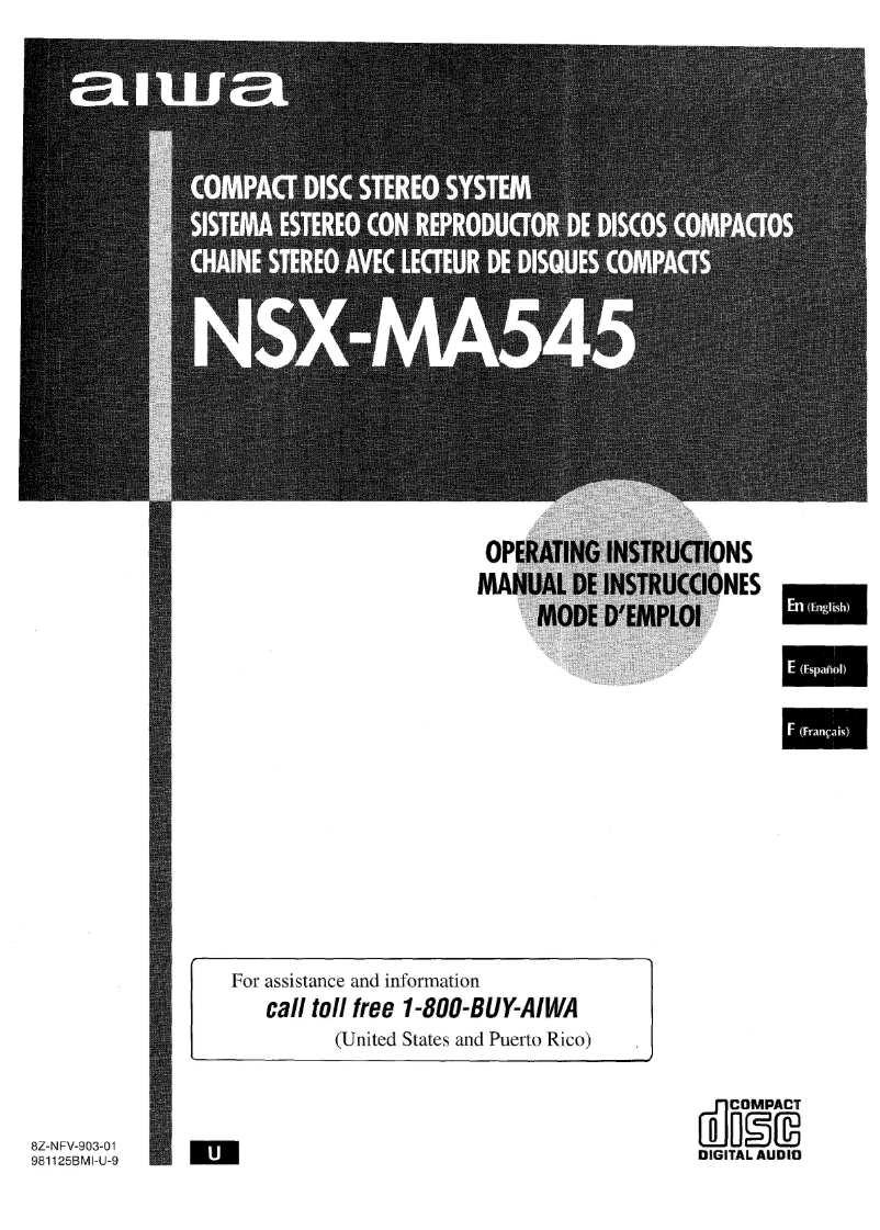 Page 1 of the manual User Manual Aiwa NSX-MA545