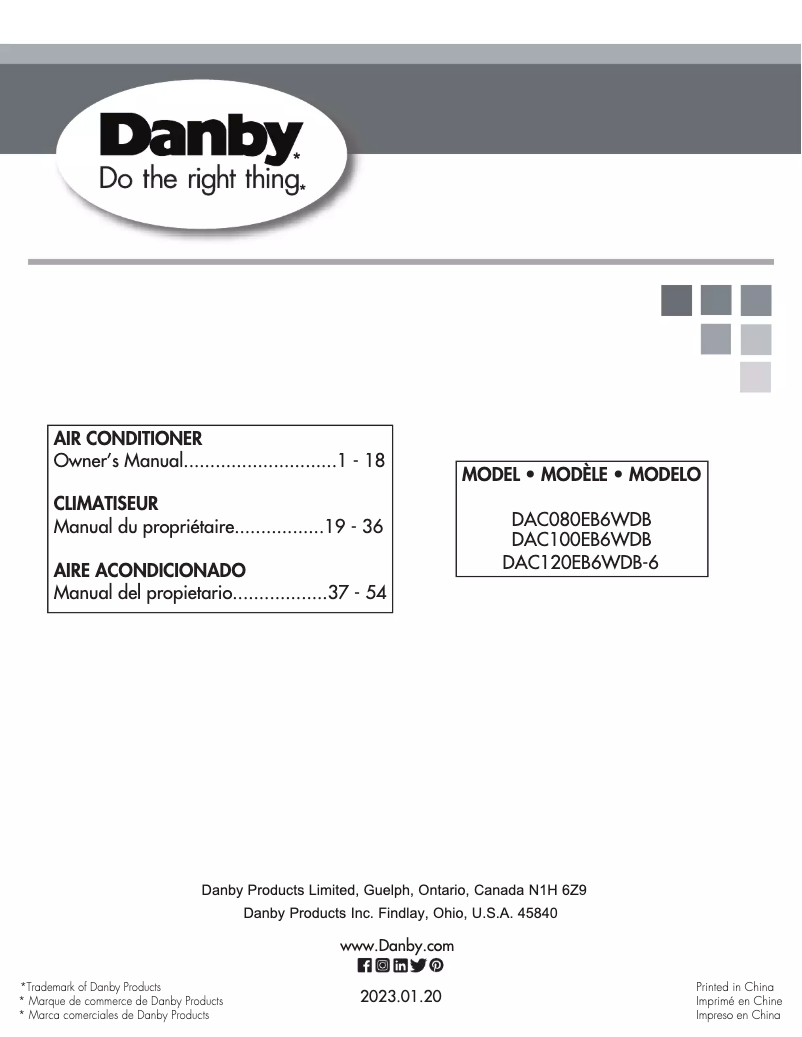 Page 1 of the manual User Manual Danby DAC120EB6WDB-6