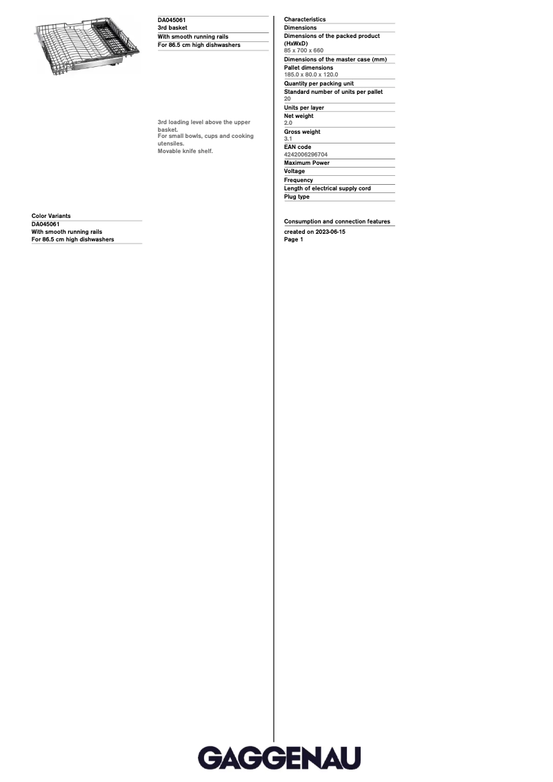 Image de la première page du manuel de l'appareil DA045061