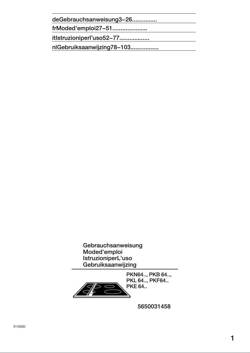 First page image of the manual for PKF646E01E