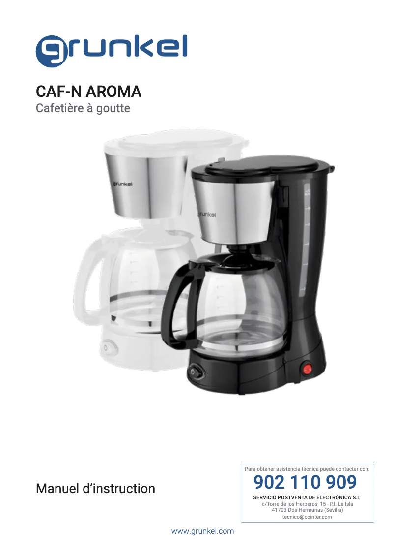 Page 1 of the manual User Manual Grunkel CAF-B AROMA