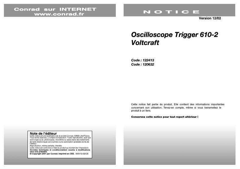 Page 1 of the manual User Manual Voltcraft AO 610