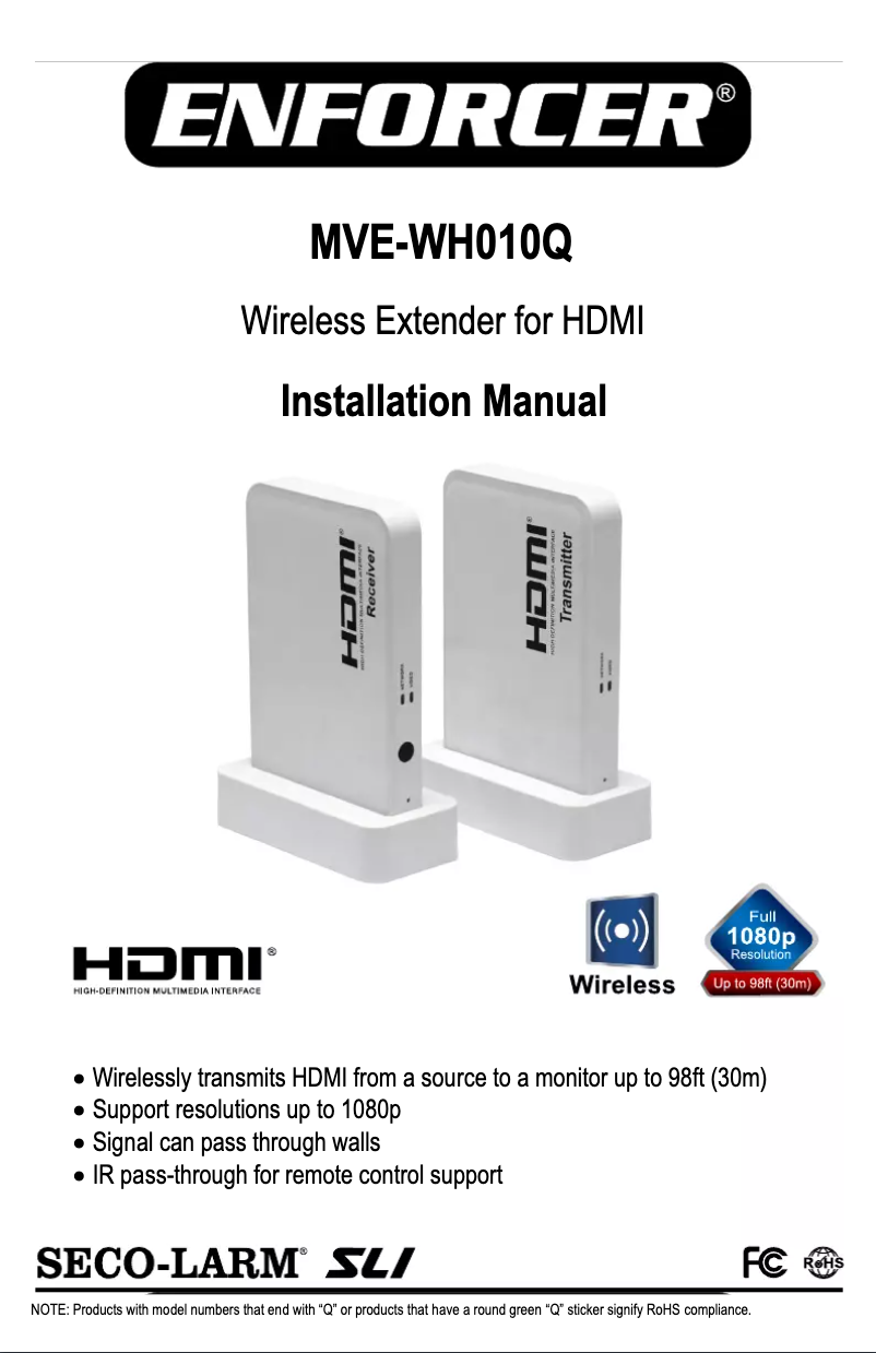 First page image of the manual for MVE-WH010Q