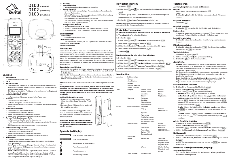 Page 1 of the manual User Manual Switel D102