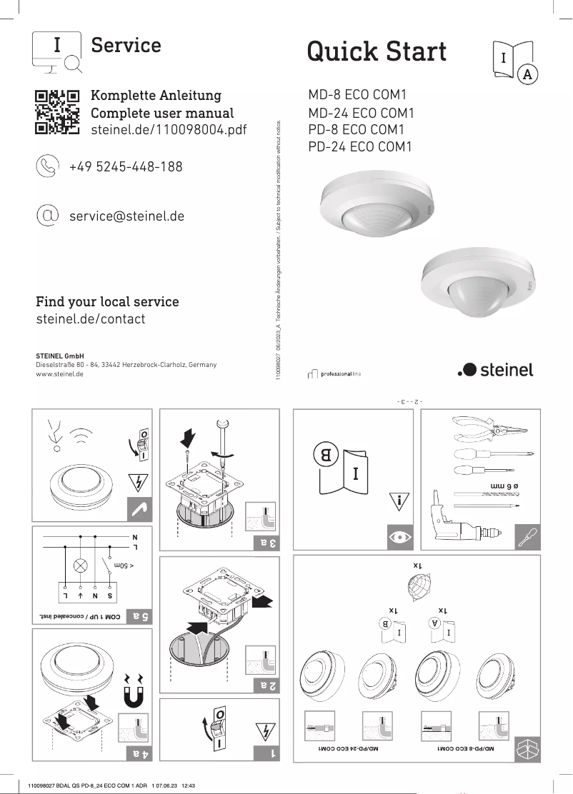 First page image of the manual for PD-24 ECO COM1