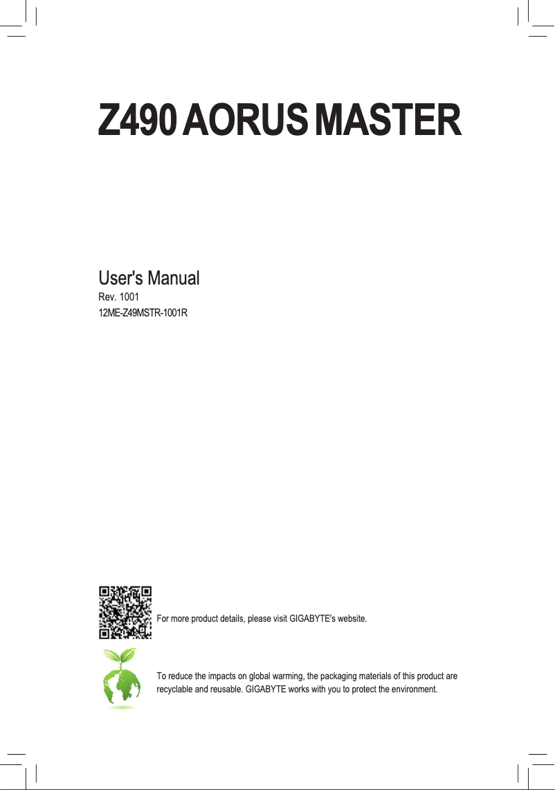 Page 1 of the manual User Manual Gigabyte Z490 Aorus Master