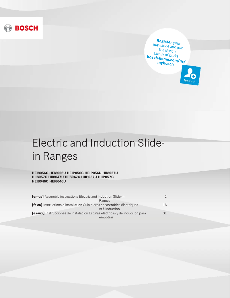 Page 1 of the manual Instructions / Assembly Bosch HEI8056U
