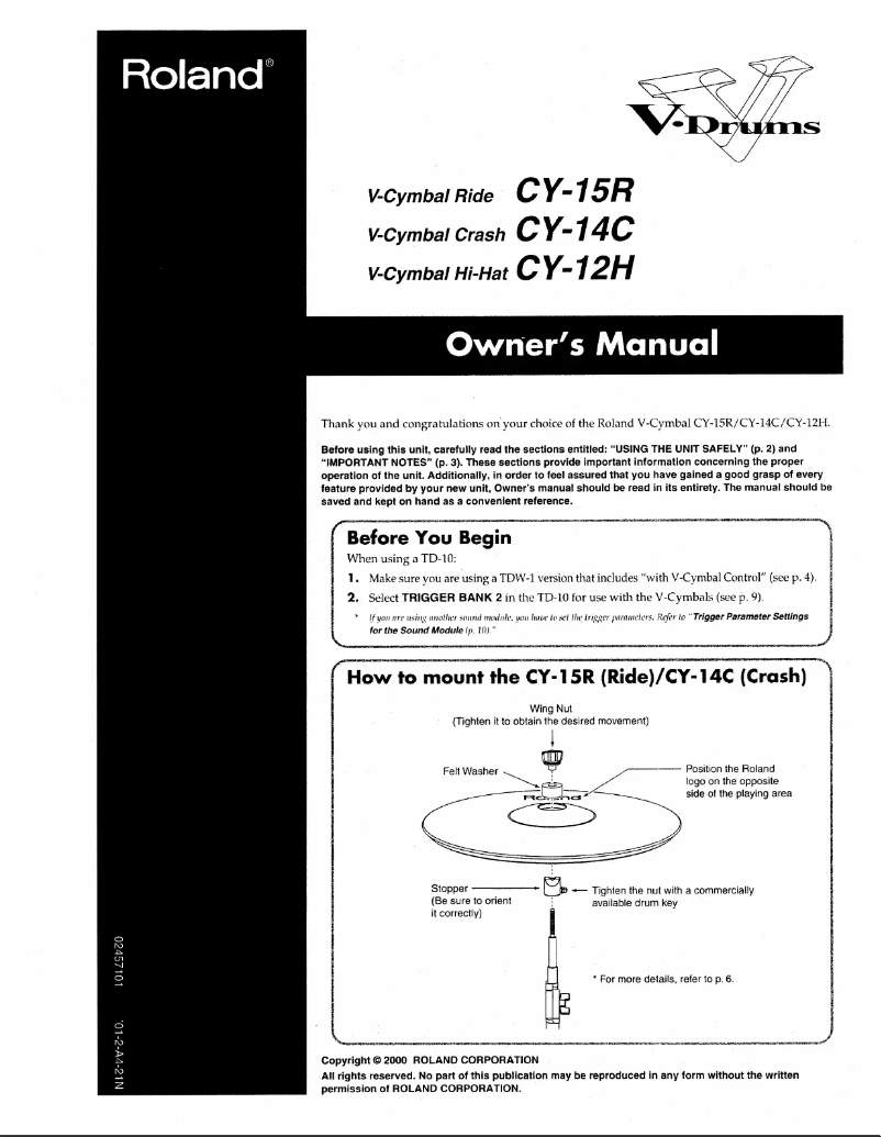 First page image of the manual for CY-15R