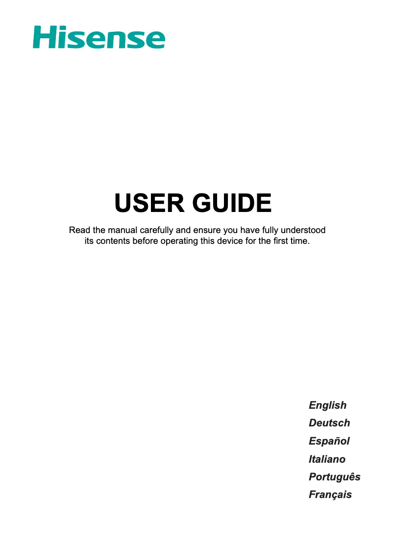 Page 1 of the manual User Manual Hisense H40M2100T