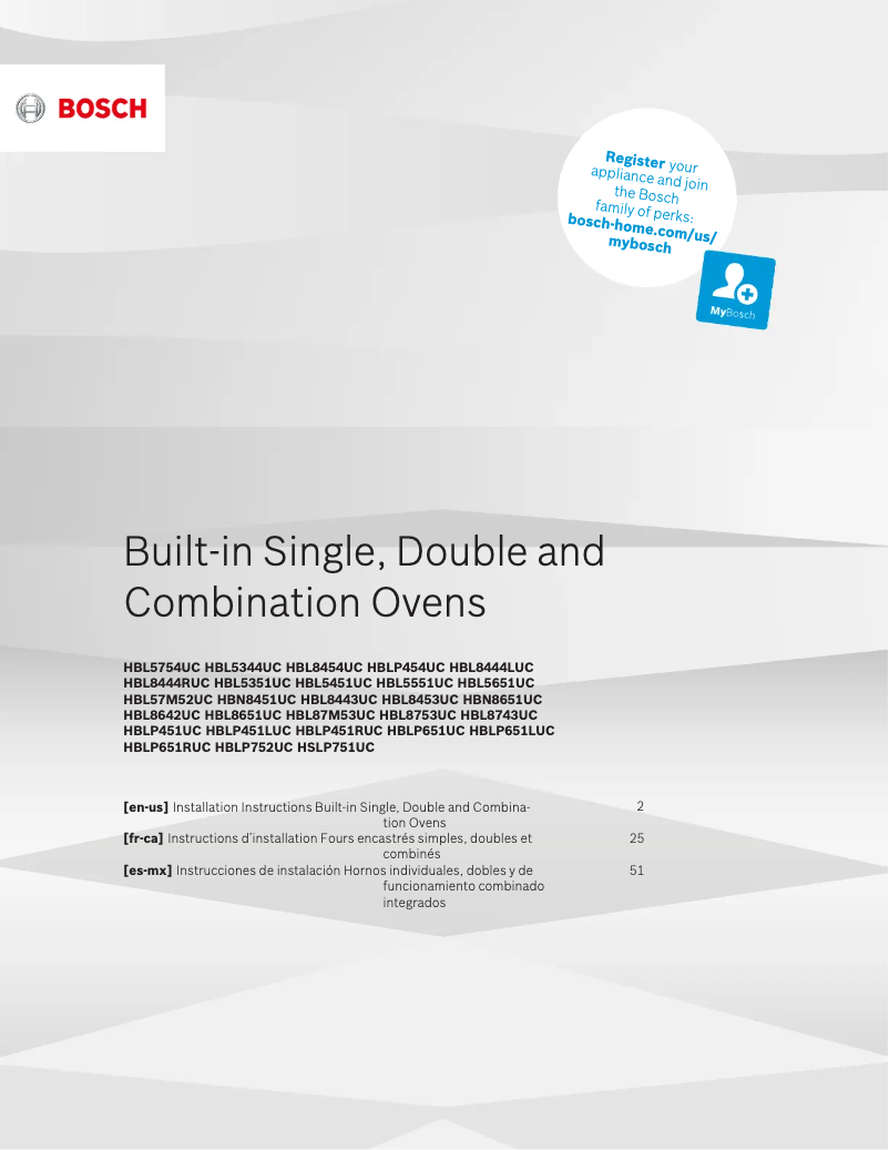 Page 1 of the manual Installation Guide Bosch HBL5651UC