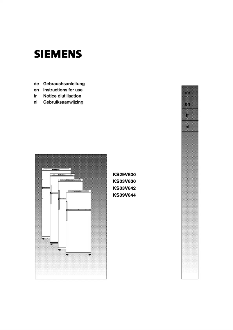 Page 1 of the manual User Manual Siemens KS29V630