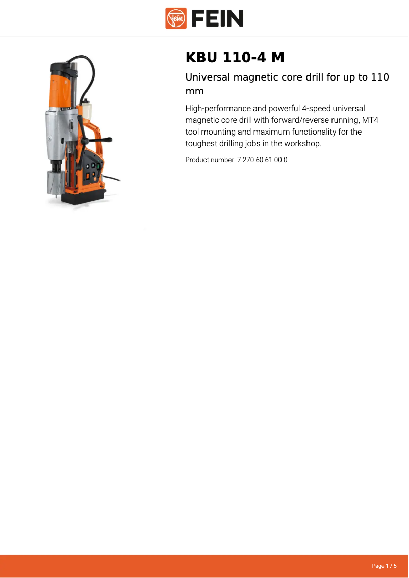 First page image of the manual for KBU 110-4 M