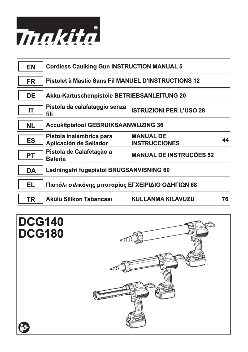 Page 1 of the manual Technical Sheet Makita DCG180ZBK