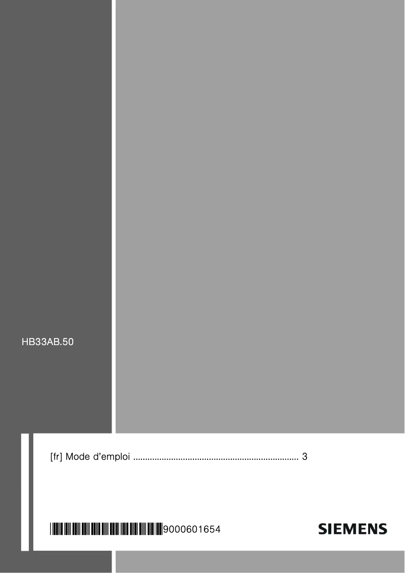 Page 1 of the manual User Manual Siemens HB33AB550