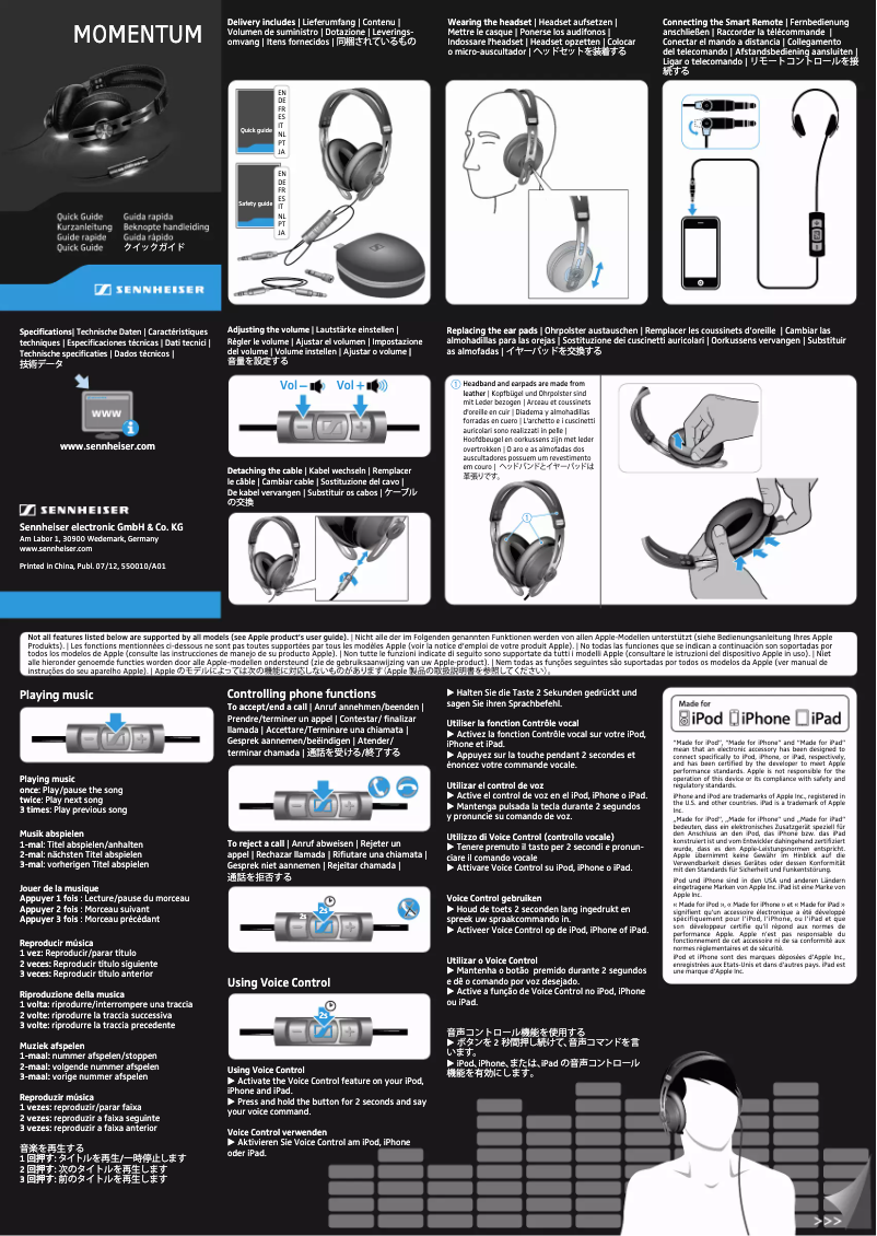 First page image of the manual for Momentum 3 Over-Ear