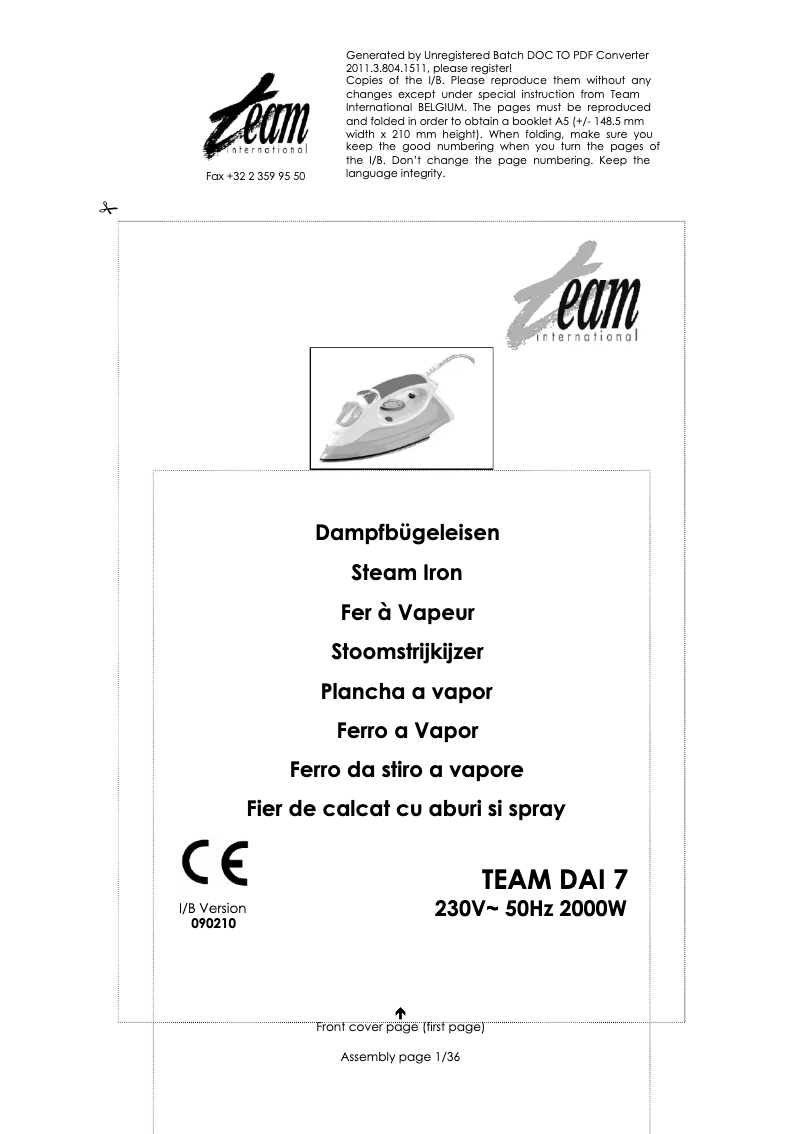 First page image of the manual for DAI 7