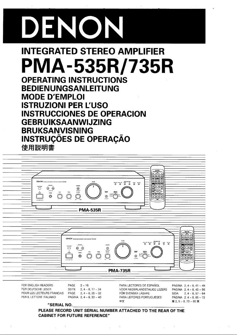 Page 1 of the manual User Manual Denon PMA-735R