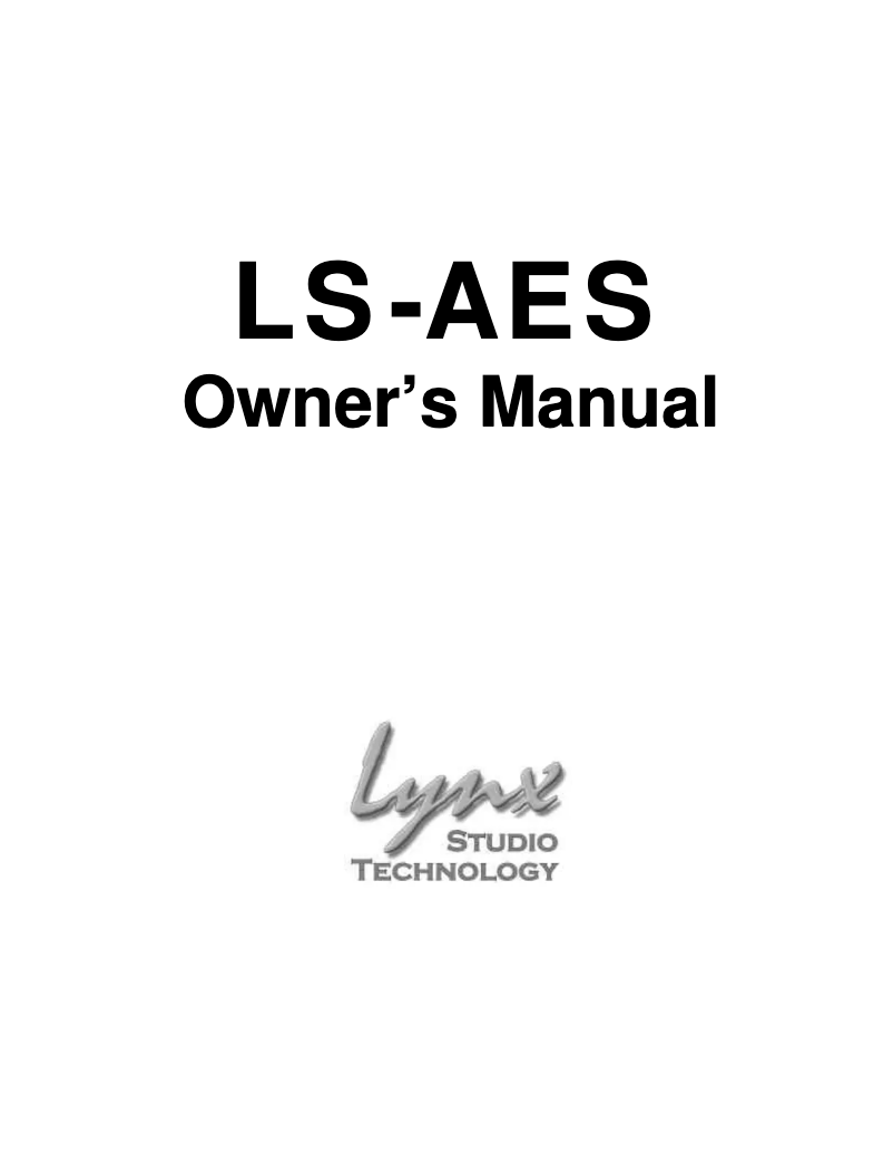 Page 1 of the manual User Manual Lynx LS-AES